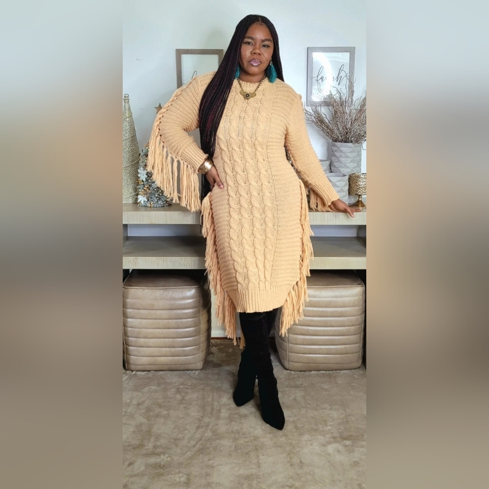 Fringe Sweater Dress